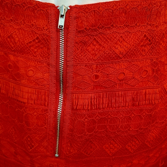J Crew Factory Fringe Mini Skirt, Red, Size 2 - Picture 3 of 6